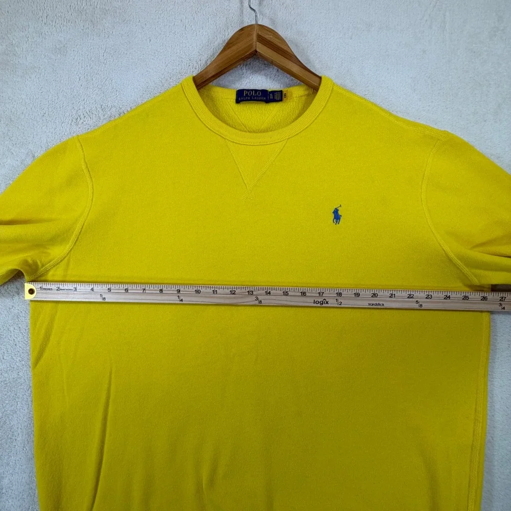 Polo Ralph Lauren Mens XL Yellow Crewneck Sweatshirt Blue Pony Fleece Pullover